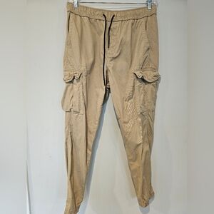 Aeropostale Men's Size Medium Tan Cargo Jogger Pull On Pockets Casual